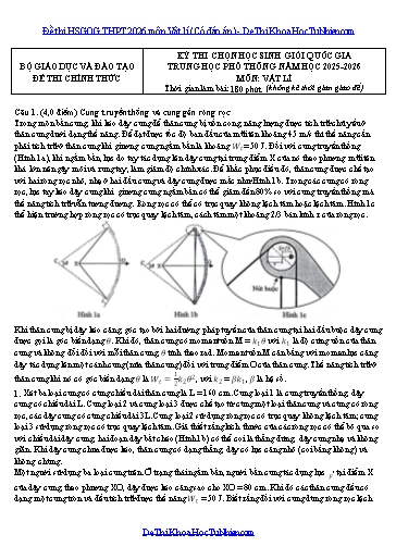 Đề thi HSGQG THPT 2026 môn Vật lí (Có đáp án)