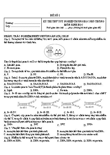 9 Đề thi thử tốt nghiệp THPT 2025-2026 môn Sinh Học Liên trường THPT Hà Nội (Có đáp án)